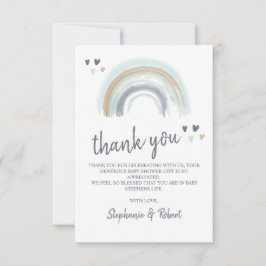 ああ赤ちゃんシャワーブルーボーホレインボーありがとう サンキューカード