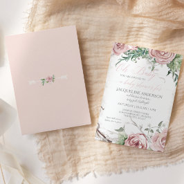 ああ赤ちゃんシャワー女の子BOHO水色フラワークラウン 招待状