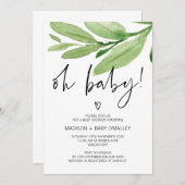 ああ赤ちゃんシャワー男男女兼用子の女の子シャワー 招待状 (正面/裏面)