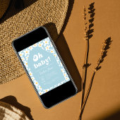 ああ赤ちゃんシャワー | ブルーレトロデイジー70s招待 エンクロージャーカード