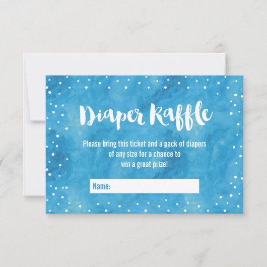 ああ赤ちゃんブルーウォーター色ベビーシャワーおむつラッフル 招待状 (正面)