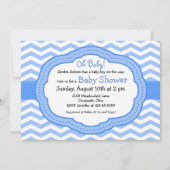 ああ赤ちゃんブルーシェブロン赤ちゃんシャワー 招待状 (正面)