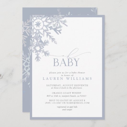 ああ赤ちゃんブルースノーフレーク水色ベビーシャワー (正面/裏面)