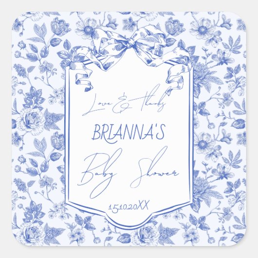 ああ赤ちゃんブルートイレスケッチベイビーシャワー賛成 スクエアシール (正面)