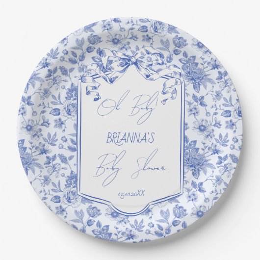 ああ赤ちゃんブルートイレデジュエースキッチベビーシャワー ペーパープレート (正面)