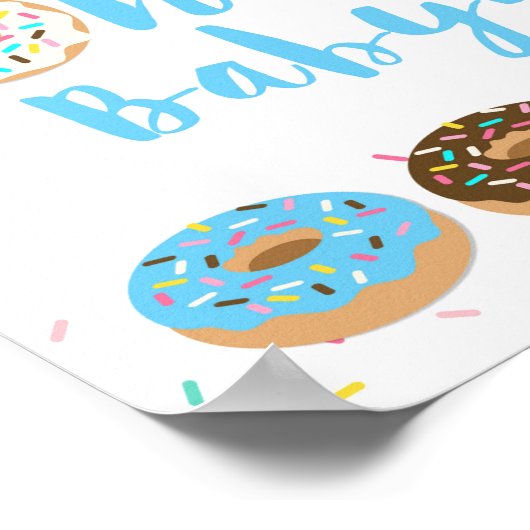 ああ赤ちゃんブルードーナツ振りかける赤ちゃんシャワーサイン ポスター (角)