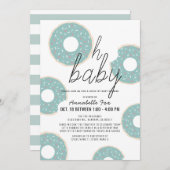 ああ赤ちゃんブルードーナツ男の子ドライブバイベビーシャワー 招待状 (正面/裏面)