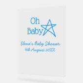 ああ赤ちゃんブルー星ベビーシャワー追加の名前モダン過去 アクリルサイン (傾斜)