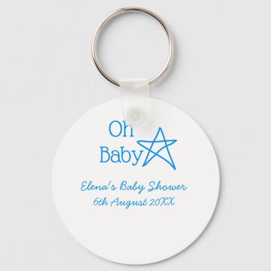 ああ赤ちゃんブルー星ベビーシャワー追加の名前モダン過去 キーホルダー (正面)