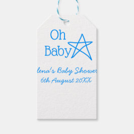 ああ赤ちゃんブルー星ベビーシャワー追加の名前モダン過去 ギフトタグ