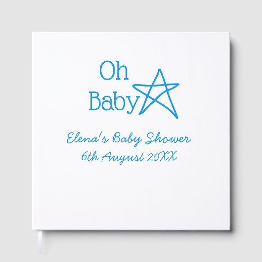 ああ赤ちゃんブルー星ベビーシャワー追加の名前モダン過去 ゲストブック (正面)