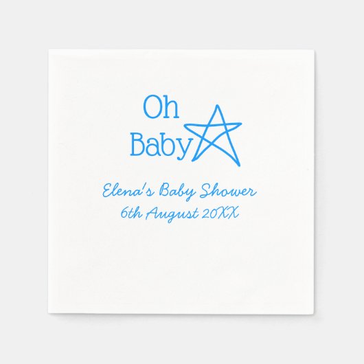 ああ赤ちゃんブルー星ベビーシャワー追加の名前モダン過去 スタンダードカクテルナプキン (正面)
