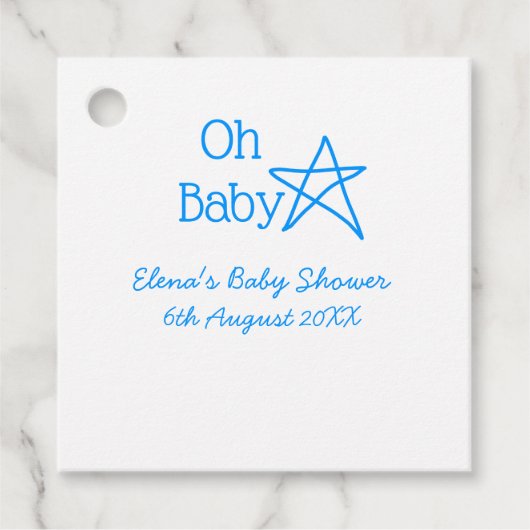 ああ赤ちゃんブルー星ベビーシャワー追加の名前モダン過去 フェイバータグ (正面)