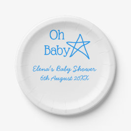 ああ赤ちゃんブルー星ベビーシャワー追加の名前モダン過去 ペーパープレート