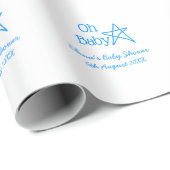 ああ赤ちゃんブルー星ベビーシャワー追加の名前モダン過去 ラッピングペーパー (ロールコーナー)