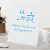 ああ赤ちゃんブルー星ベビーシャワー追加の名前モダン過去 台座サイン (インサイチュ)