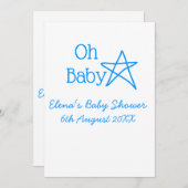 ああ赤ちゃんブルー星ベビーシャワー追加の名前モダン過去 招待状 (正面/裏面)