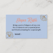 ああ赤ちゃんブルー金ゴールド銀杏の葉の赤ちゃんシャワーおむつ エンクロージャーカード (正面)