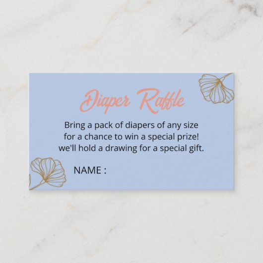 ああ赤ちゃんブルー金ゴールド銀杏の葉の赤ちゃんシャワーおむつ エンクロージャーカード (正面)