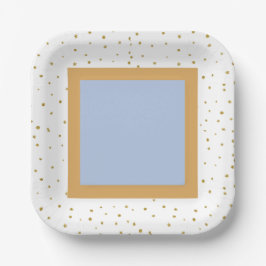 ああ赤ちゃんブルー金ゴールド銀杏の葉正方形ベイビーシャワー ペーパープレート