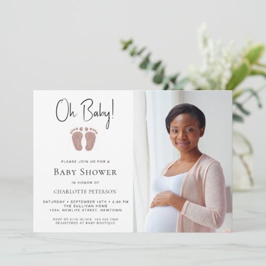 ああ赤ちゃん女の子の赤ちゃんシャワー 招待状 (スタンド正面)