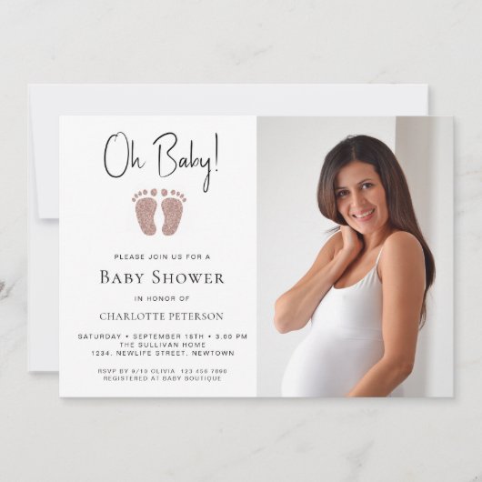 ああ赤ちゃん女の子の赤ちゃんシャワー 招待状 (正面)