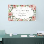 ああ赤ちゃん女の子シャワーBOHO水色フラワークラウン 横断幕 (トレードショー)