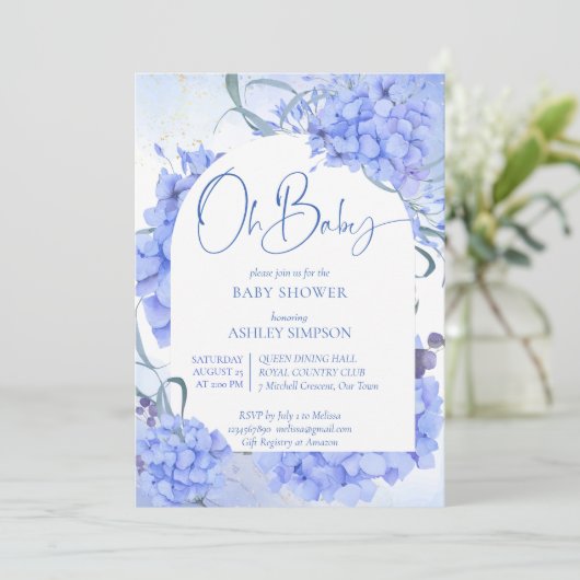 ああ赤ちゃん青あじさい赤エレガントちゃんシャワー 招待状 (スタンド正面)