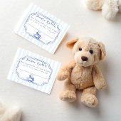 ああ赤ちゃん青ロッキングホースのスケッチおむつラッフル エンクロージャーカード