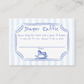 ああ赤ちゃん青ロッキングホースのスケッチおむつラッフル エンクロージャーカード (正面)