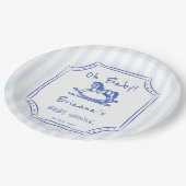 ああ赤ちゃん青ロッキングホースのスケッチ赤ちゃんシャワー ペーパープレート (アングル)