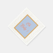 ああ赤ちゃん青金ゴールド銀杏の葉の赤ちゃんシャワー スタンダードカクテルナプキン (角)