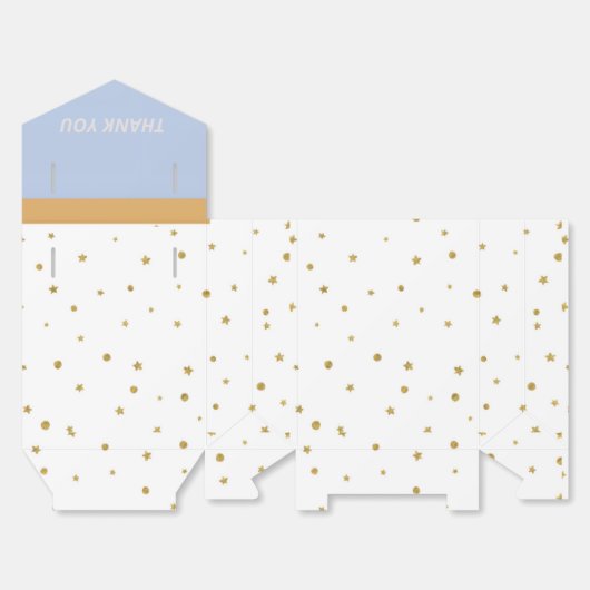 ああ赤ちゃん青金ゴールド銀杏の葉の赤ちゃんシャワー フェイバーボックス (見開き)