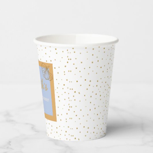 ああ赤ちゃん青金ゴールド銀杏の葉の赤ちゃんシャワー 紙コップ (左)