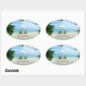 ああ退職…ビーチリラックスに来ている 楕円形シール (シート)