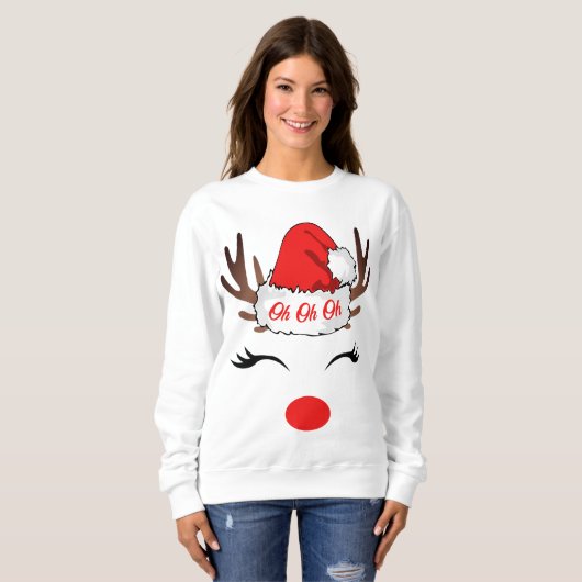 ああ醜い白トナカイのクリスマス汗シャツ スウェットシャツ (正面フル)