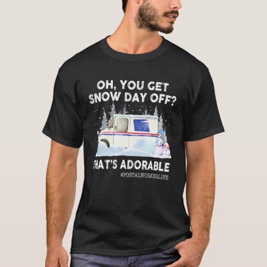 ああ雪の日は愛らしい郵便で降りる Tシャツ (正面)