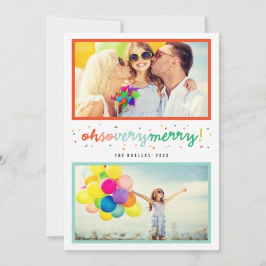 ああ非常にメリー紙吹雪カラフル2写真コラージュ シーズンカード (正面)