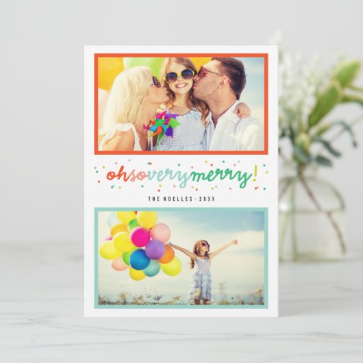 ああ非常にメリー紙吹雪カラフル2写真コラージュ シーズンカード (スタンド正面)