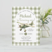 ああ飛行機の飛び方誕生日グリーンジンガム 招待状 (スタンド正面)