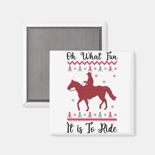 ああ馬のクリスマスに乗るなんておもしろいなんだろう マグネット (正面/裏面)