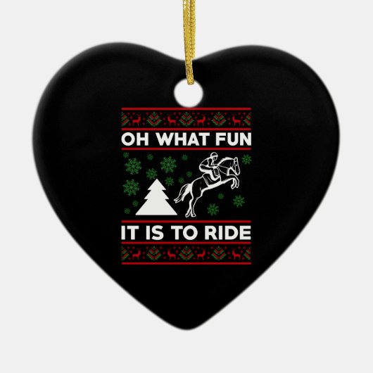 ああ馬の醜いクリスマスに乗るとは何のおもしろいだろう セラミックオーナメント (正面)