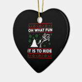 ああ馬の醜いクリスマスに乗るとは何のおもしろいだろう セラミックオーナメント (左)