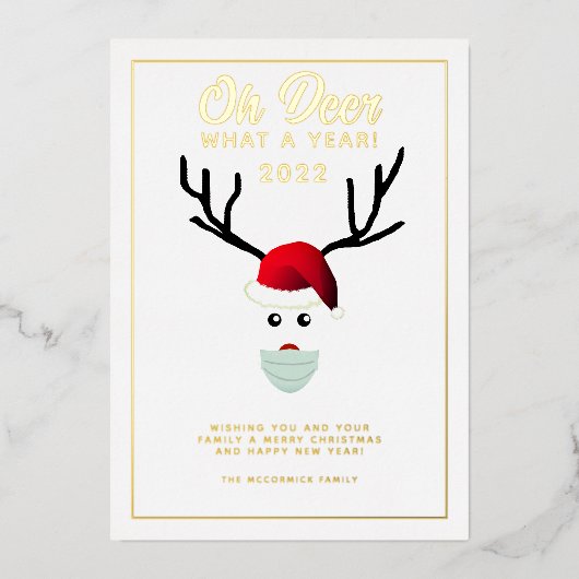ああ鹿どのような年のクリスマスおもしろいことわざ2022 箔シーズンカード (正面)