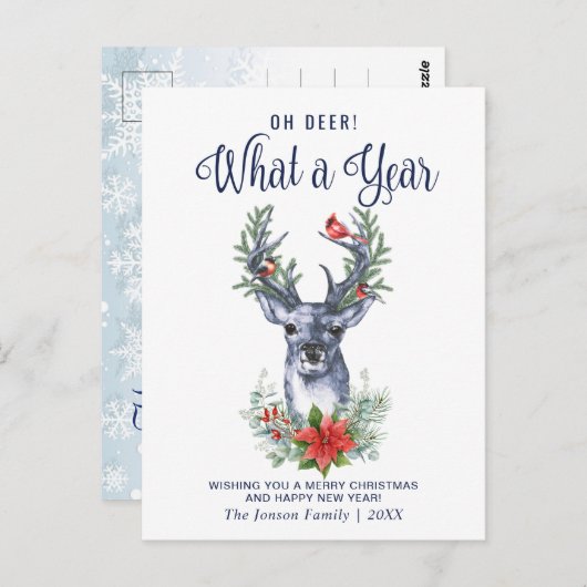ああ鹿なんて年のクリスマス休暇の挨拶 ポストカード (正面/裏面)