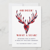 ああ鹿なんて年のタータンチェックは素朴クリスマス シーズンカード (正面)
