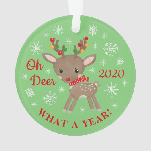 ああ鹿なんて1年かわいいトナカイのクリスマスグリーン オーナメント (裏面)