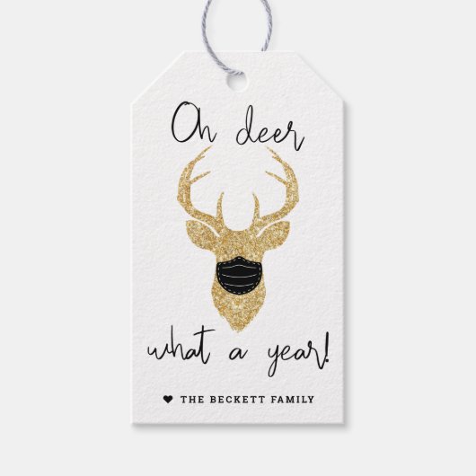 ああ鹿なんて1年だ！おもしろいクリスマス ギフトタグ (正面)