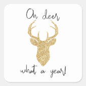 ああ鹿なんて1年だ!おもしろいクリスマス スクエアシール (正面)