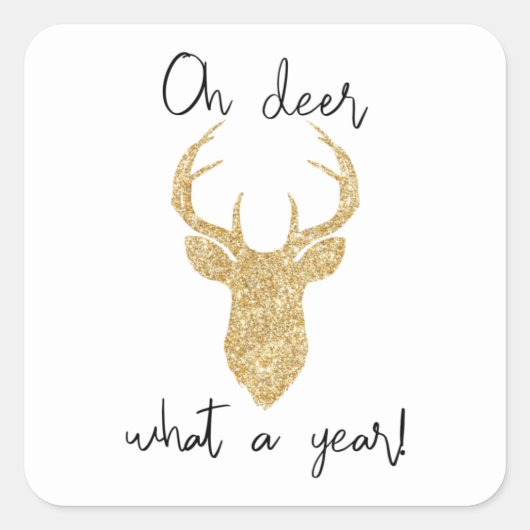 ああ鹿なんて1年だ！おもしろいクリスマス スクエアシール (正面)